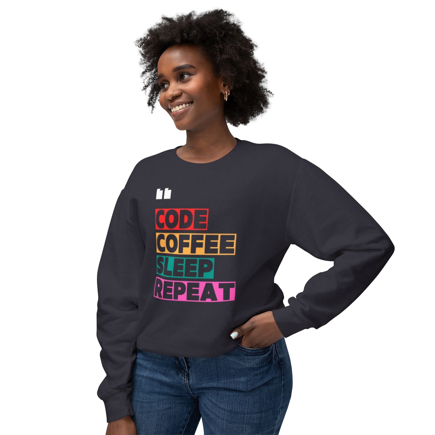 Code Coffee Sleep Repeat Sweatshirt - Lightweight Crewneck for Programmers