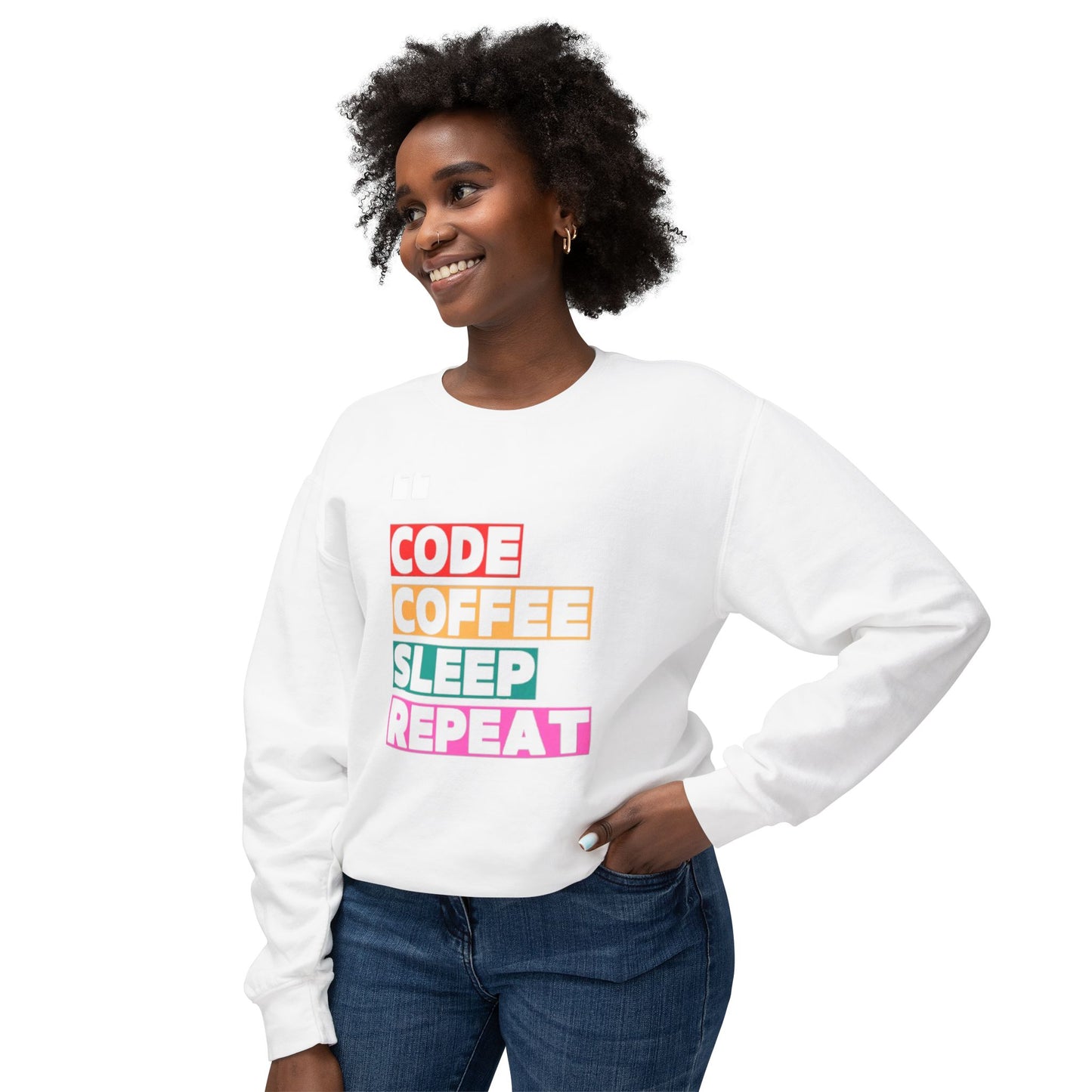 Code Coffee Sleep Repeat Sweatshirt - Lightweight Crewneck for Programmers