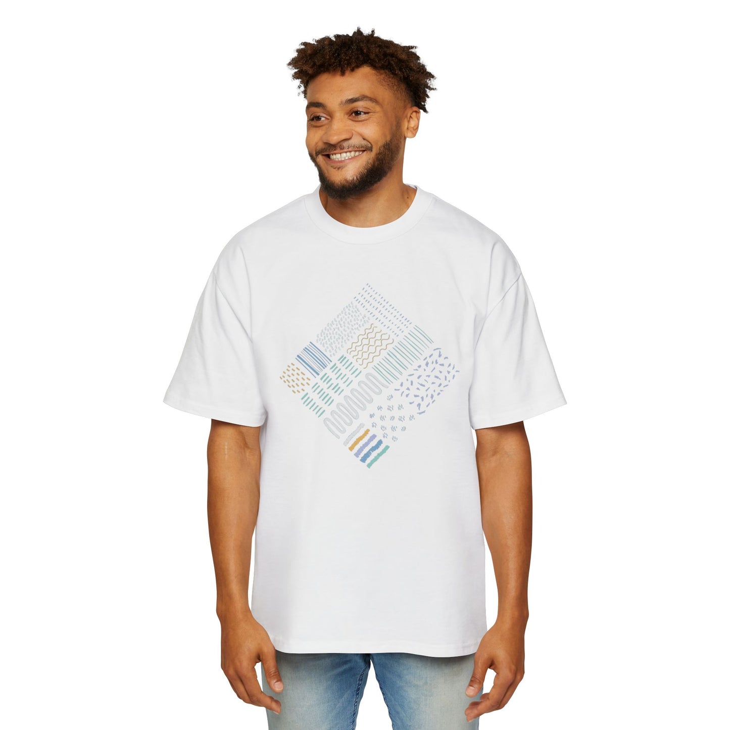 Artistic Men's Oversized Tee - Casual Graphic Top for Relaxed Style