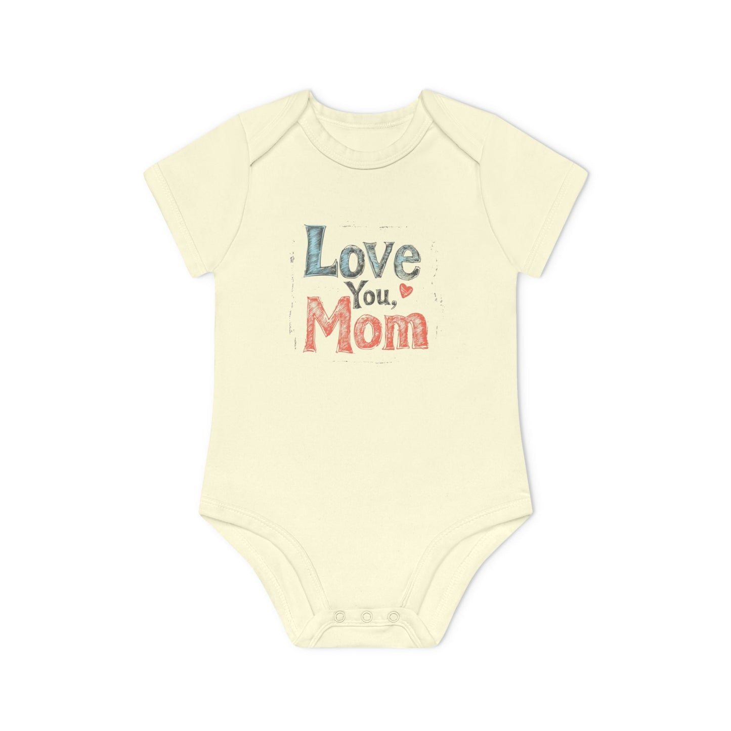 Love You, Mom Baby Organic Bodysuit - Soft Short Sleeve Infant Clothing