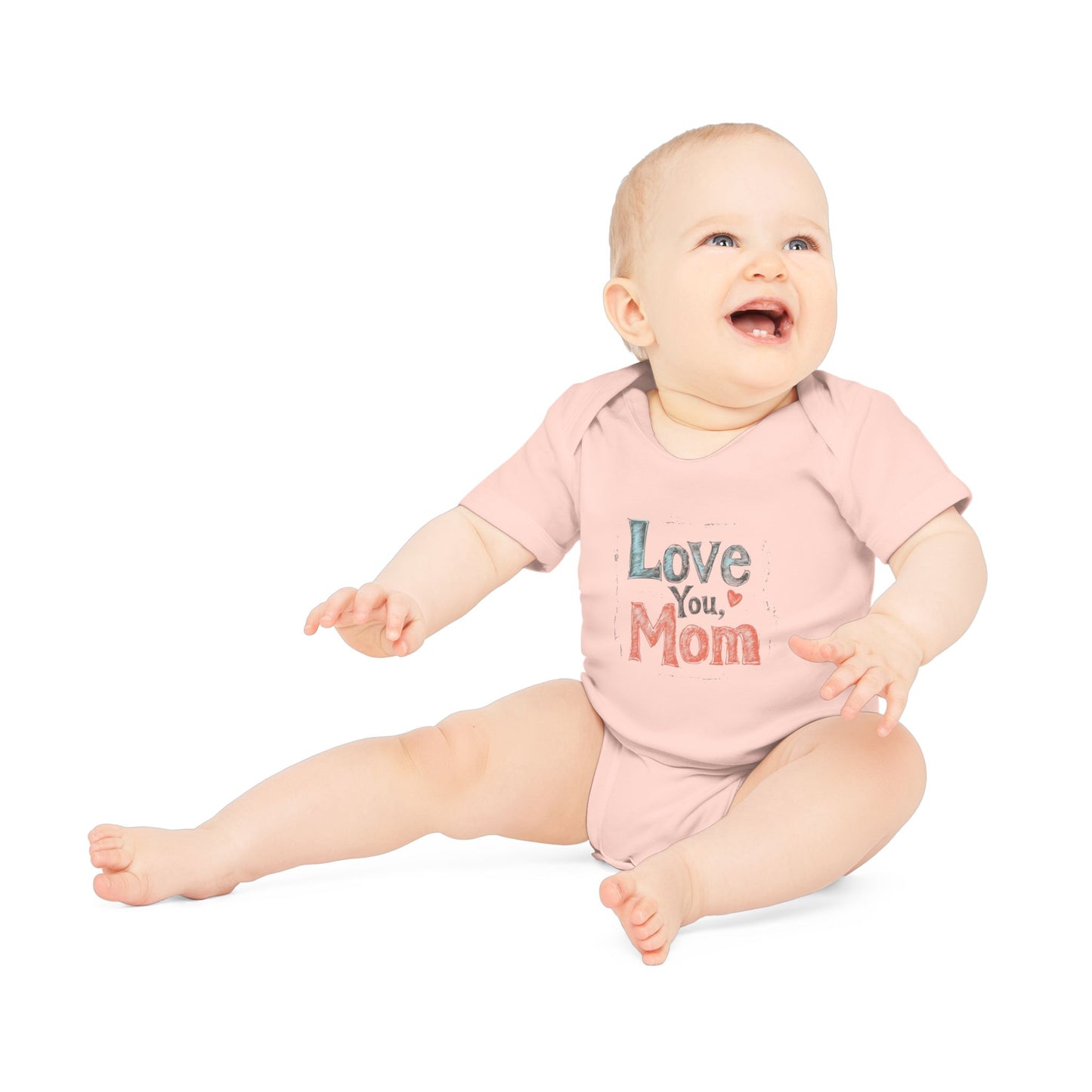 Love You, Mom Baby Organic Bodysuit - Soft Short Sleeve Infant Clothing