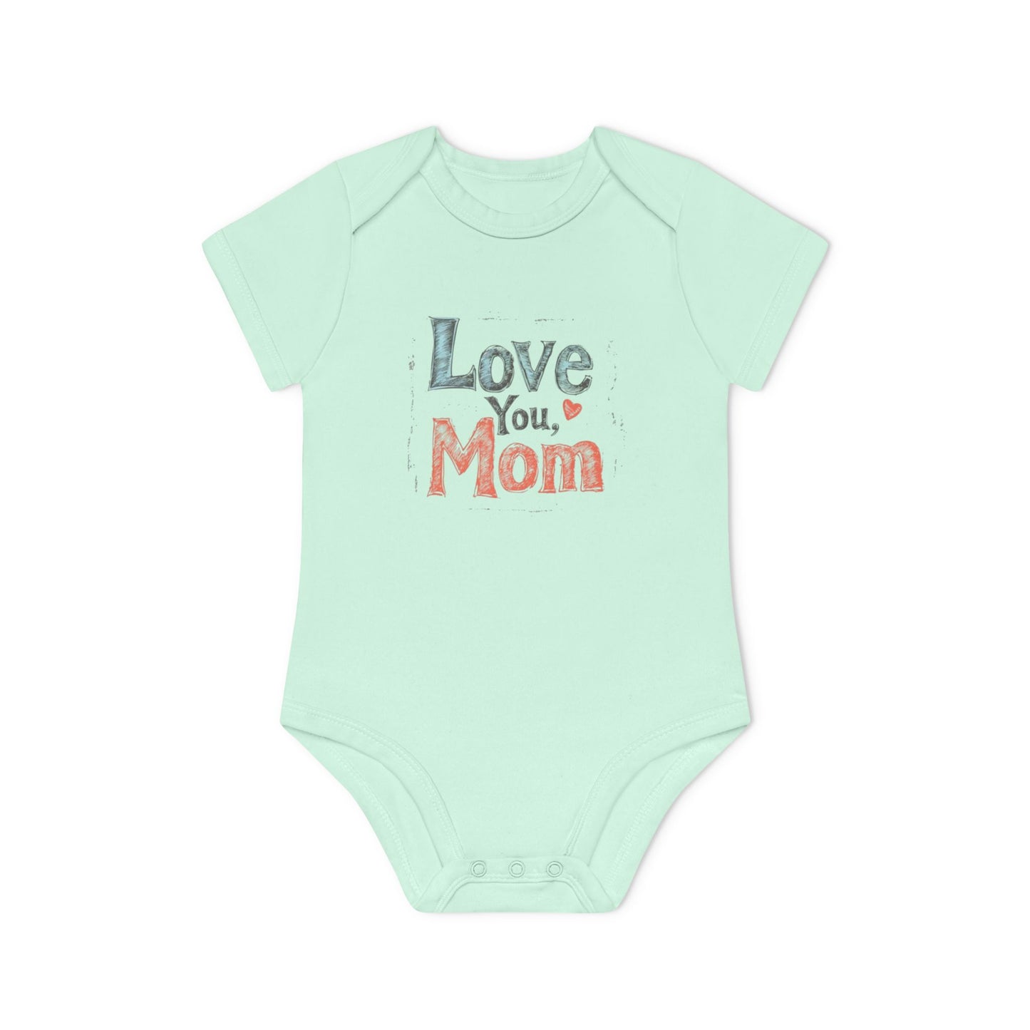 Love You, Mom Baby Organic Bodysuit - Soft Short Sleeve Infant Clothing