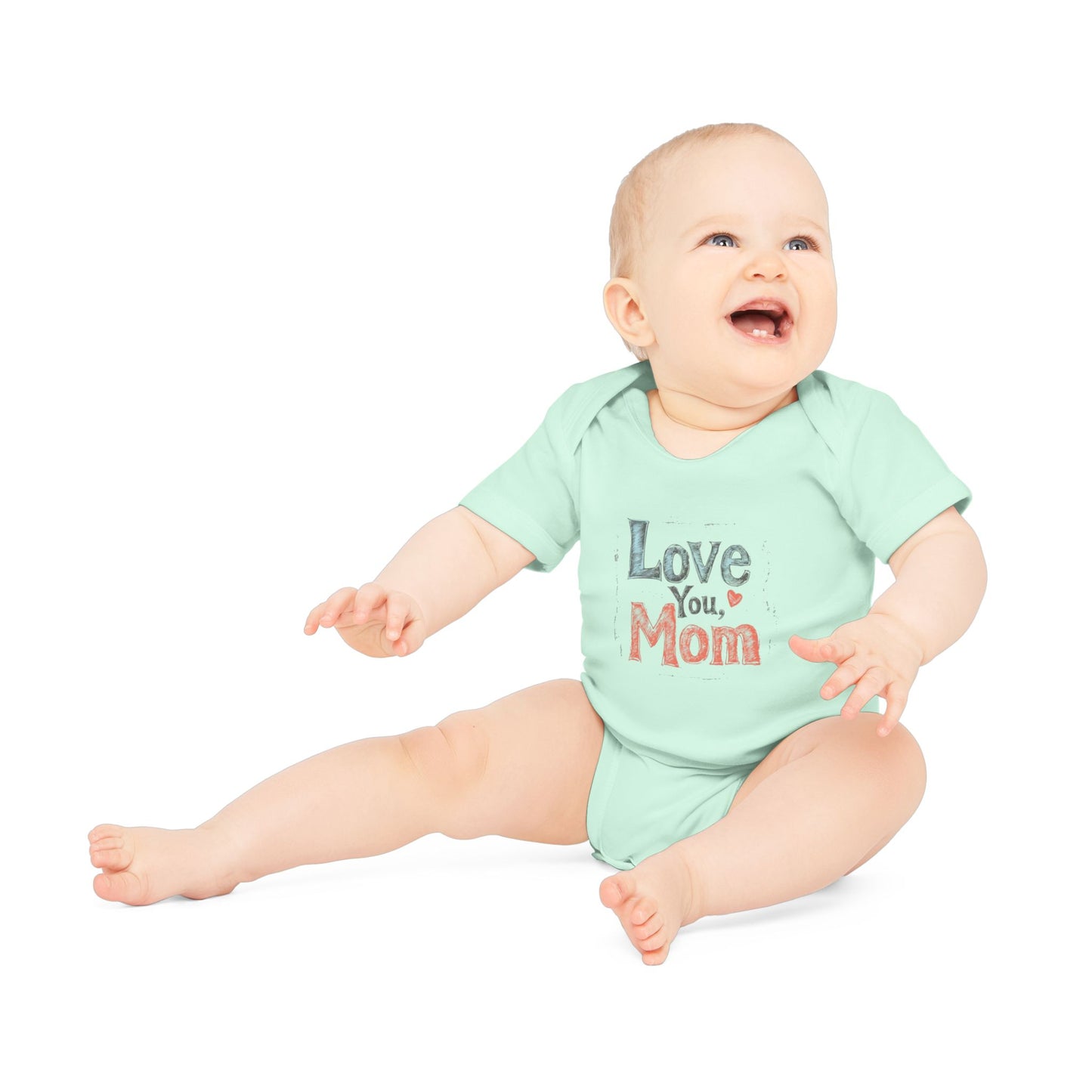 Love You, Mom Baby Organic Bodysuit - Soft Short Sleeve Infant Clothing