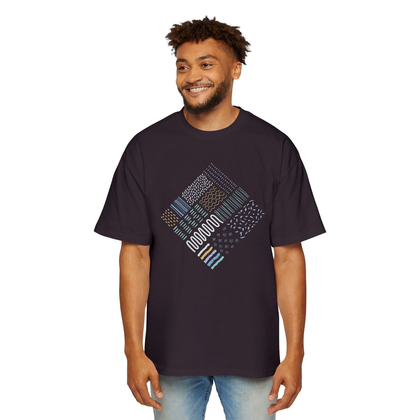 Artistic Men's Oversized Tee - Casual Graphic Top for Relaxed Style