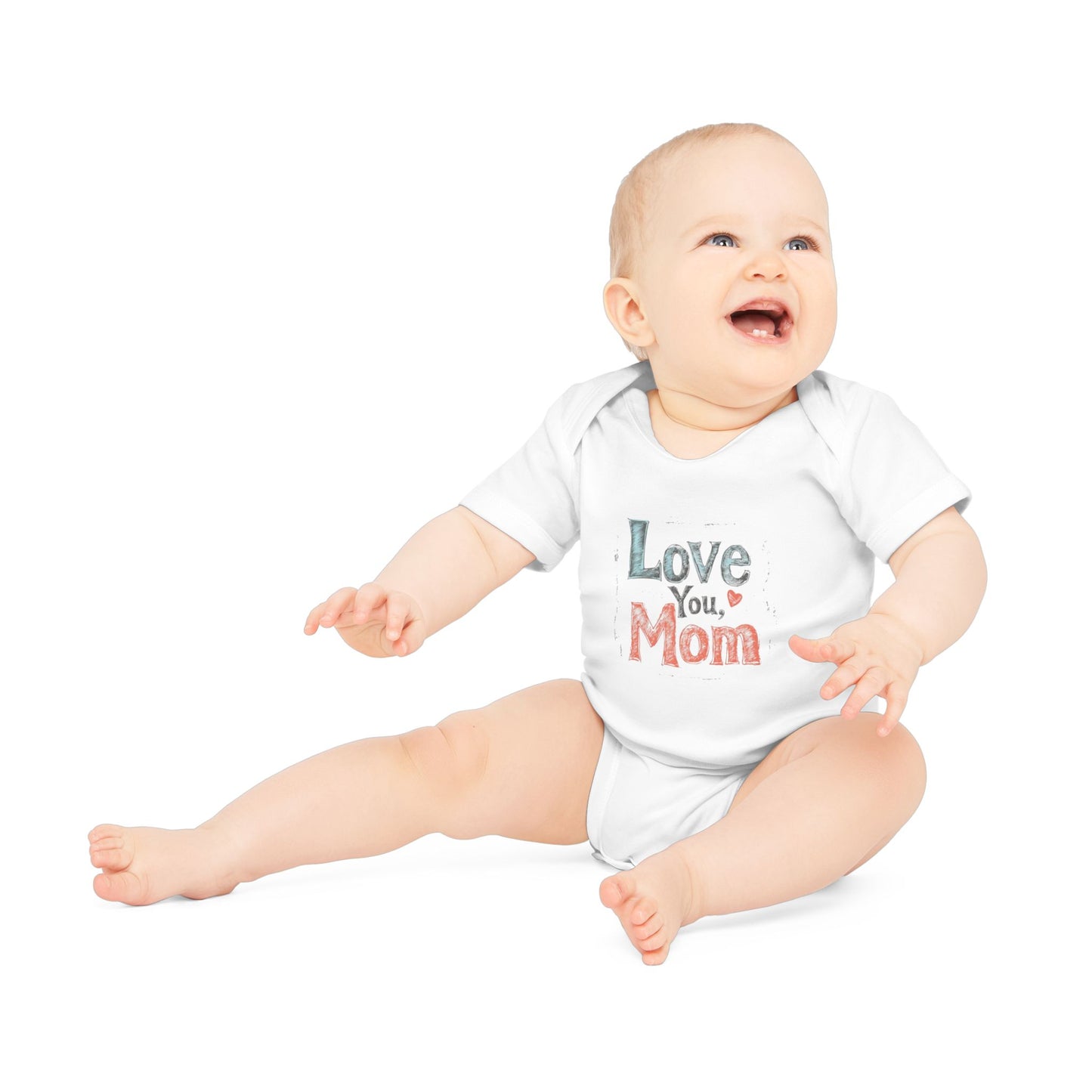 Love You, Mom Baby Organic Bodysuit - Soft Short Sleeve Infant Clothing