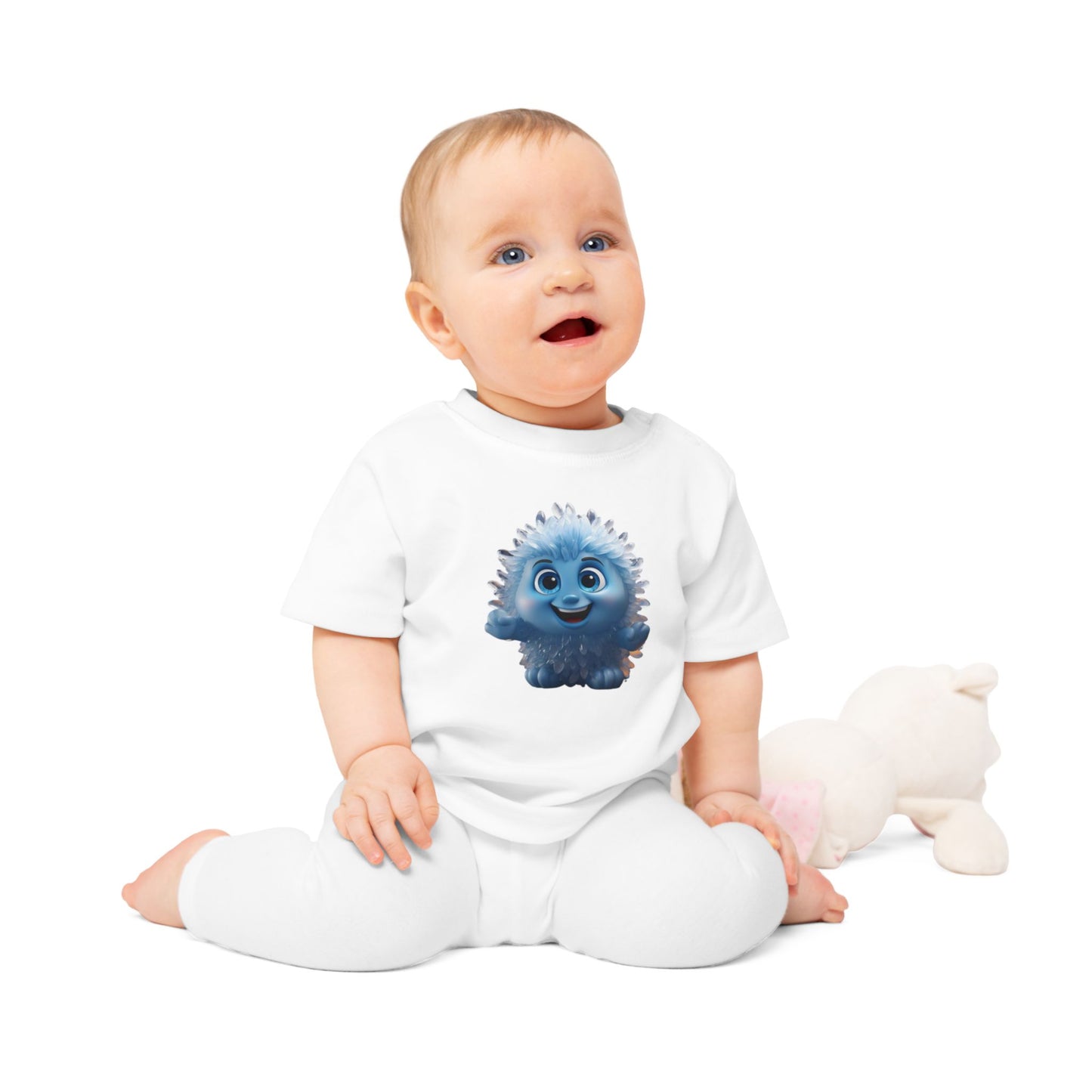 Adorable Blue Character Baby T-Shirt - Cute & Comfy Wear for Little Ones