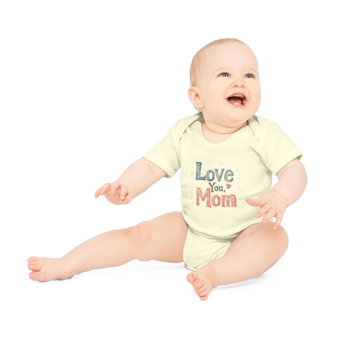Love You, Mom Baby Organic Bodysuit - Soft Short Sleeve Infant Clothing