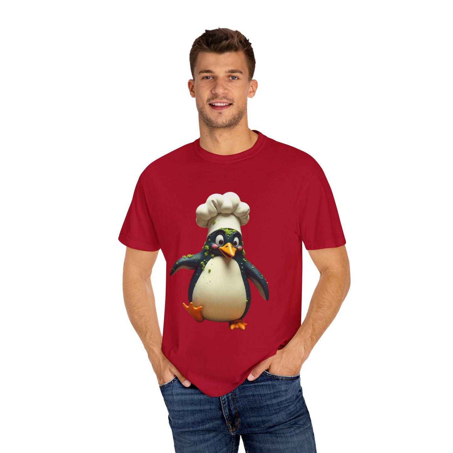 Chef Penguin Garment-Dyed T-Shirt - Cute Cooking Tee for Food Lovers