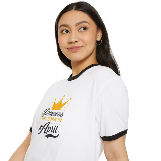 April Princess Ringer T-Shirt - Cotton Tee for Birthday Celebrations