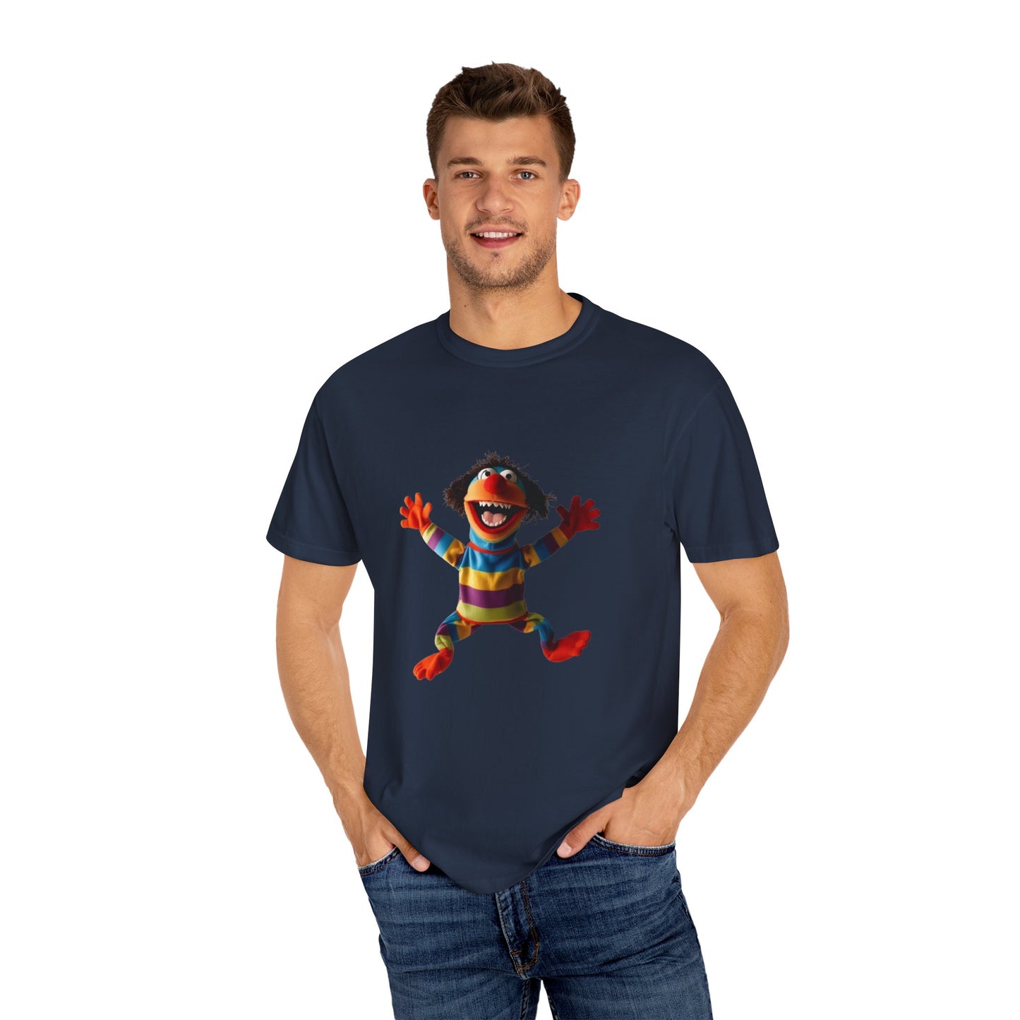 Playful Garment-Dyed T-Shirt - Retro Animal Character Design