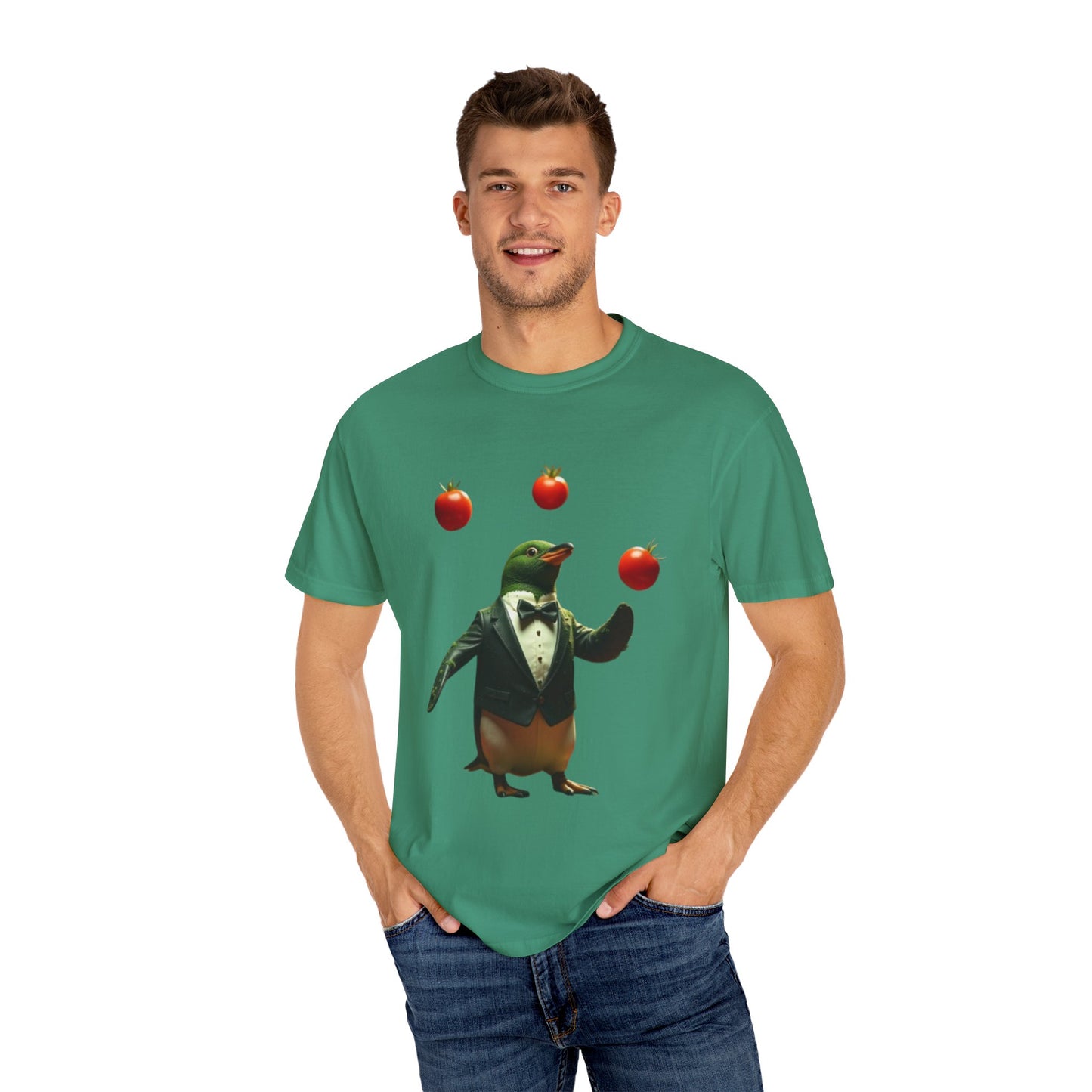 Funny Penguin Juggling Tomatoes T-Shirt