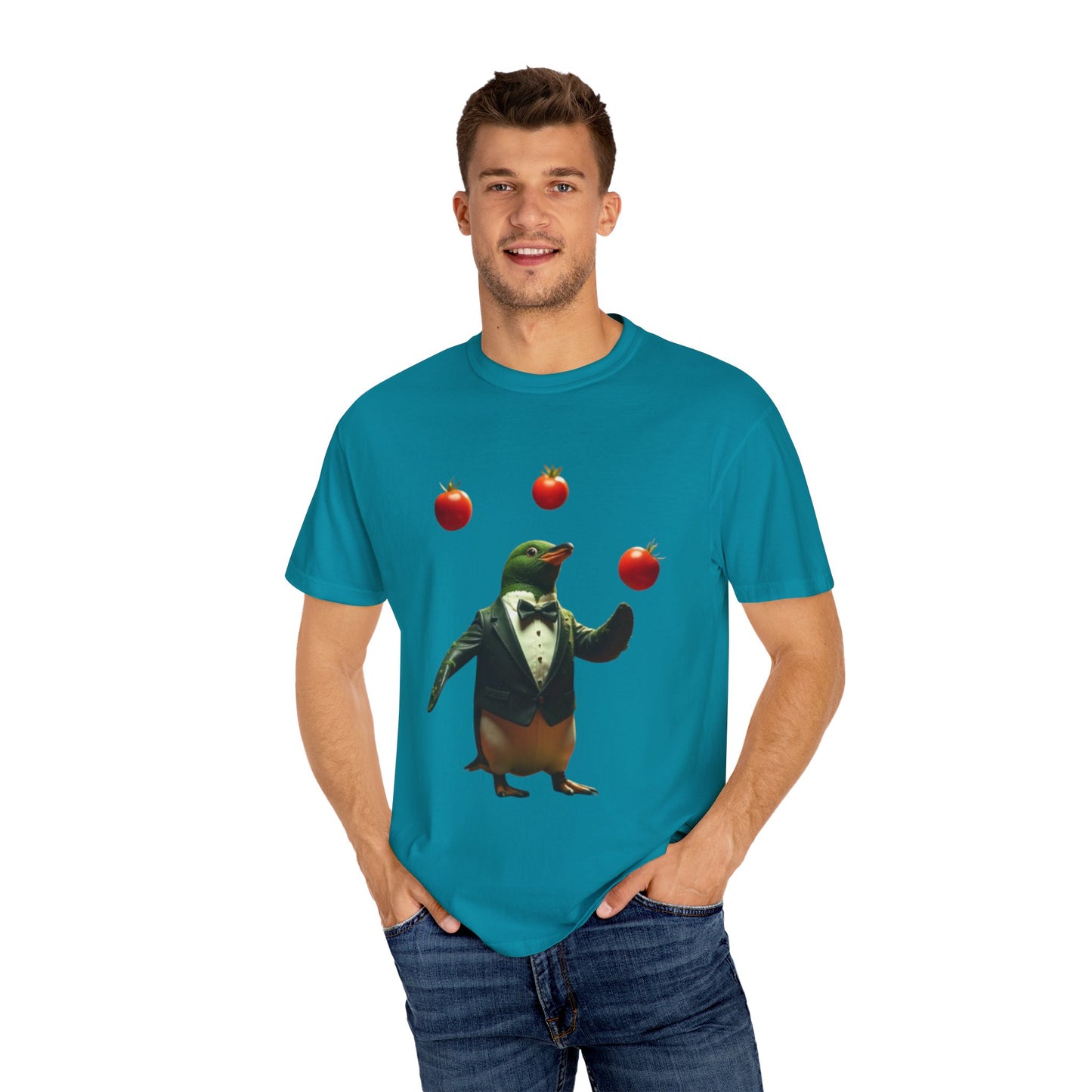 Funny Penguin Juggling Tomatoes T-Shirt
