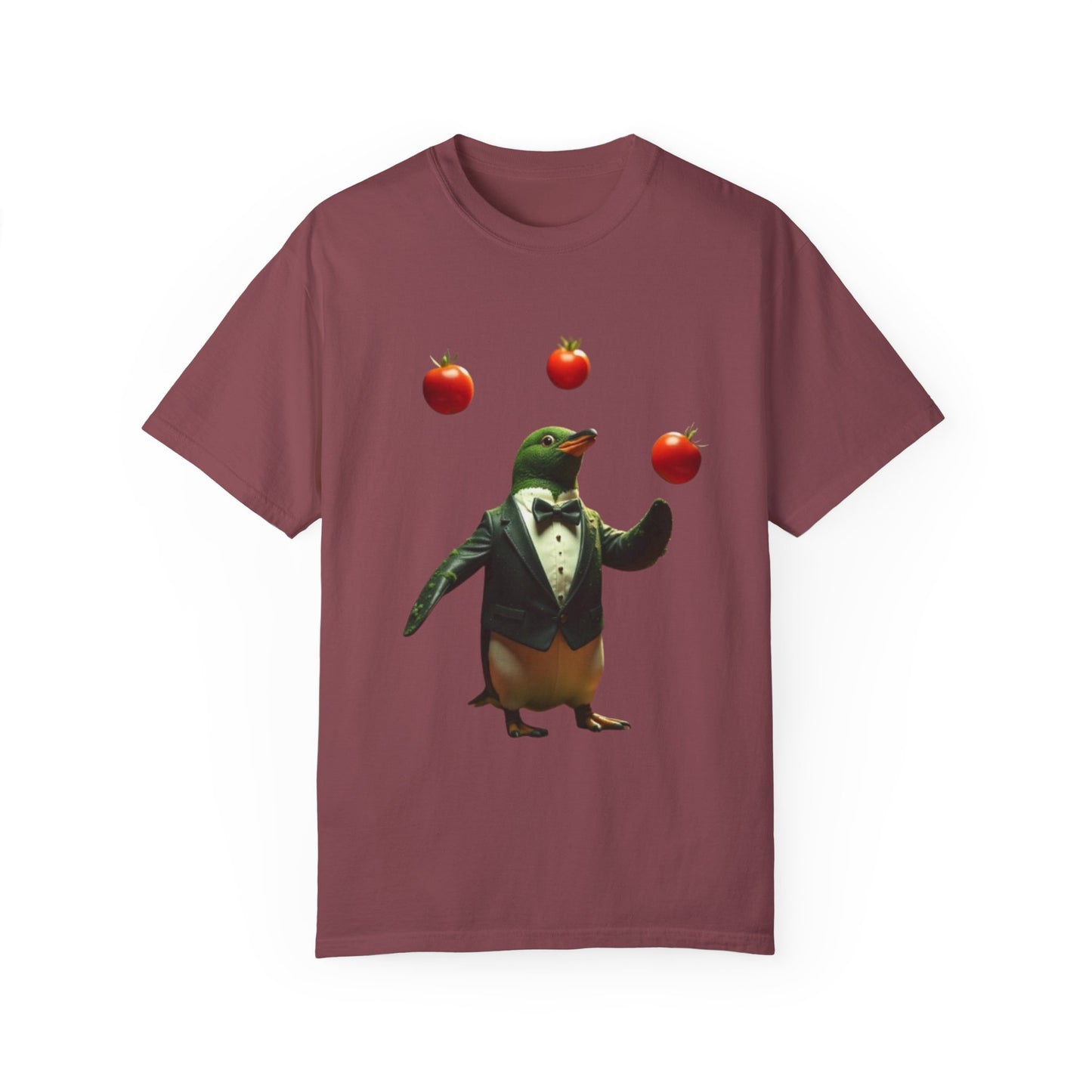 Funny Penguin Juggling Tomatoes T-Shirt