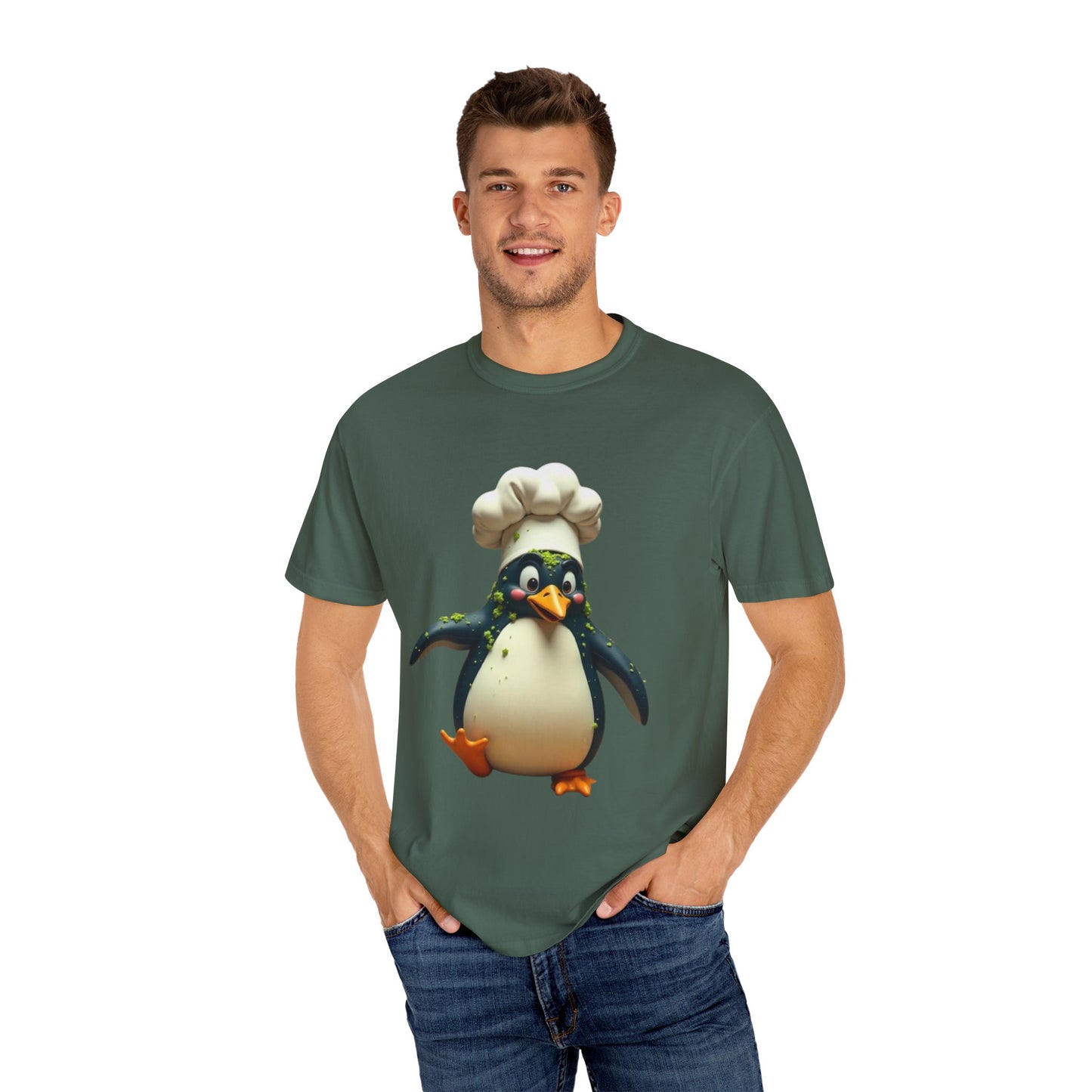 Chef Penguin Garment-Dyed T-Shirt - Cute Cooking Tee for Food Lovers