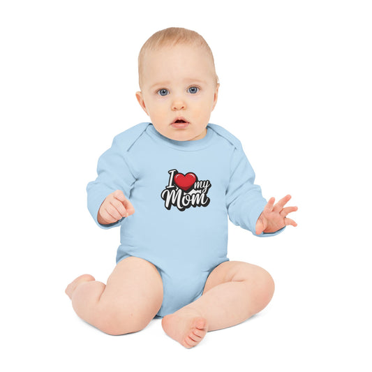 I Love My Mom Long-Sleeve Organic Baby Bodysuit
