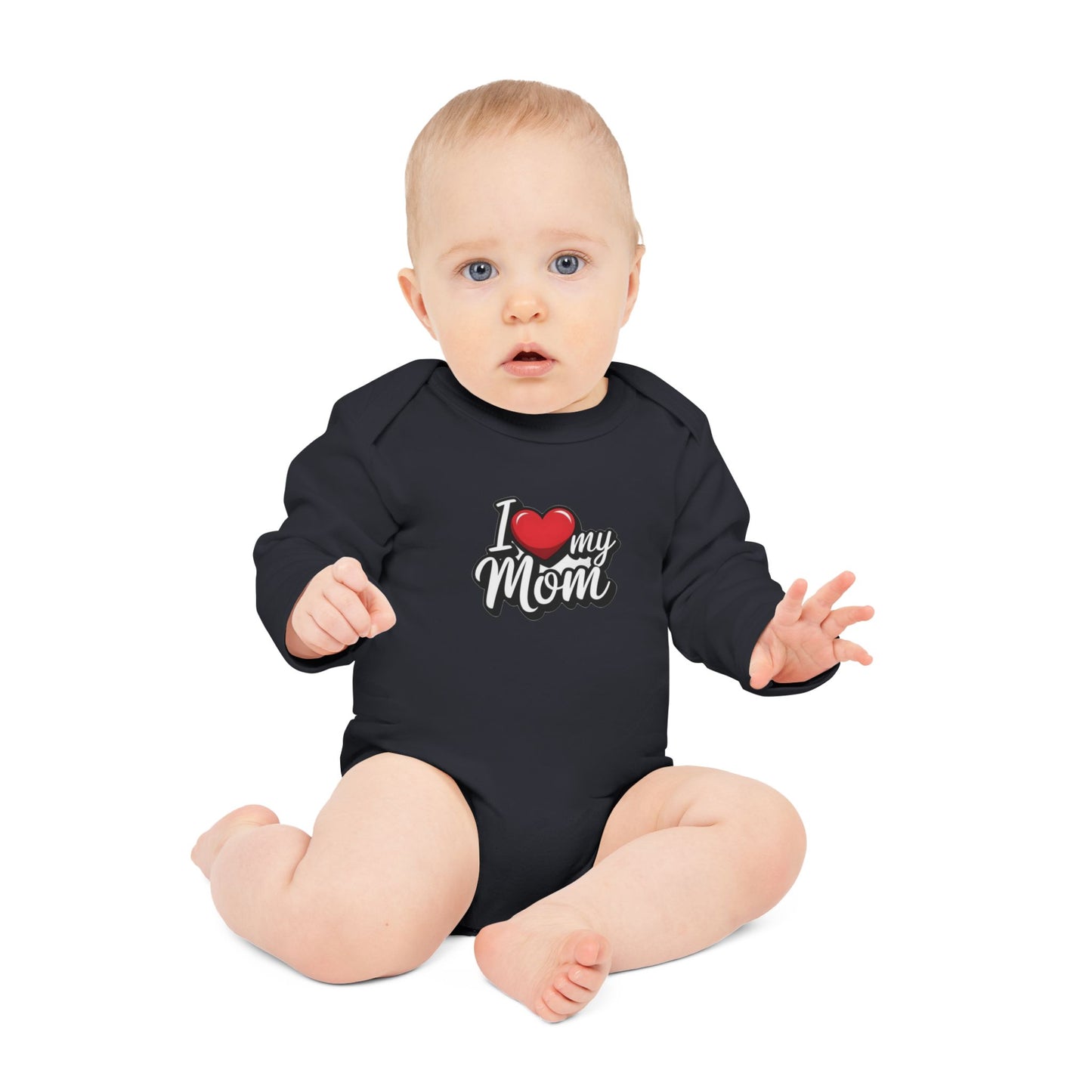 I Love My Mom Long-Sleeve Organic Baby Bodysuit