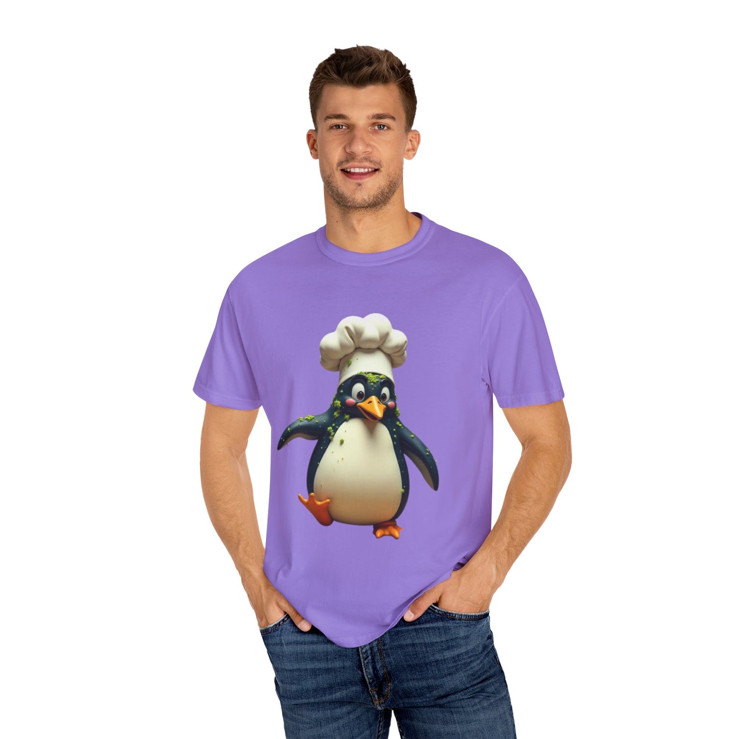 Chef Penguin Garment-Dyed T-Shirt - Cute Cooking Tee for Food Lovers
