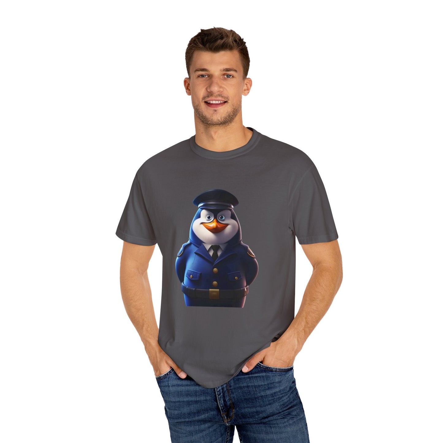 Funny Police Penguin Garment-Dyed T-shirt