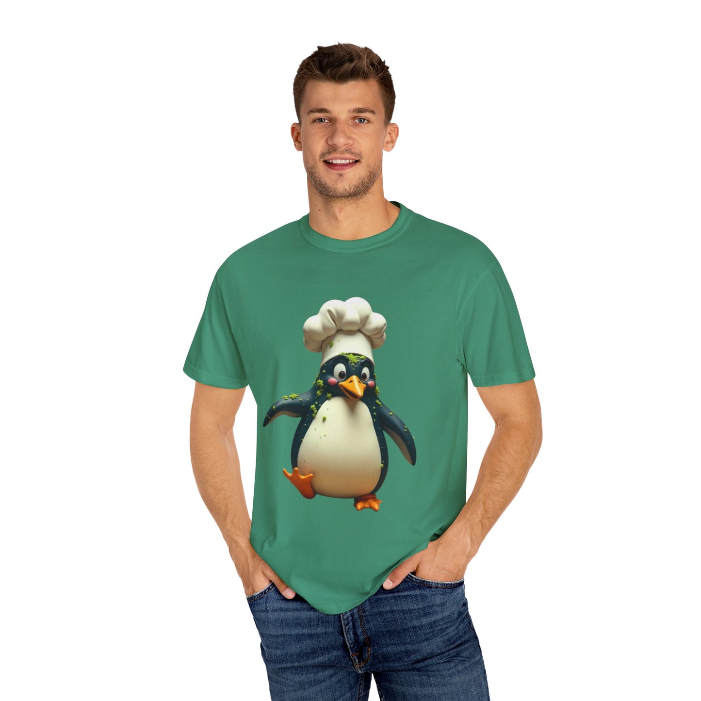 Chef Penguin Garment-Dyed T-Shirt - Cute Cooking Tee for Food Lovers