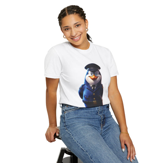 Funny Police Penguin Garment-Dyed T-shirt