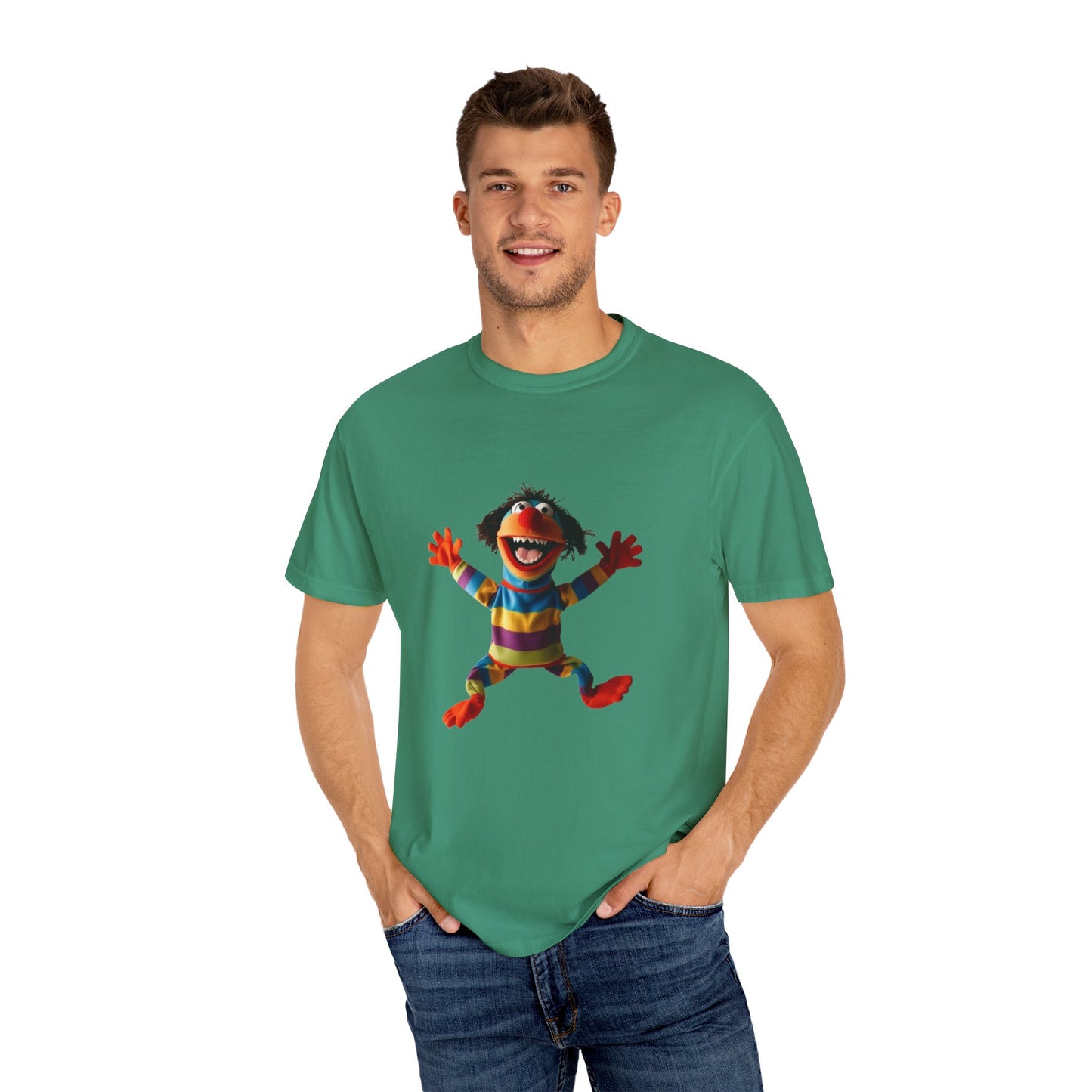 Playful Garment-Dyed T-Shirt - Retro Animal Character Design