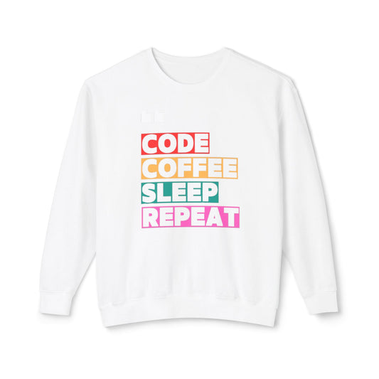 Code Coffee Sleep Repeat Sweatshirt - Lightweight Crewneck for Programmers
