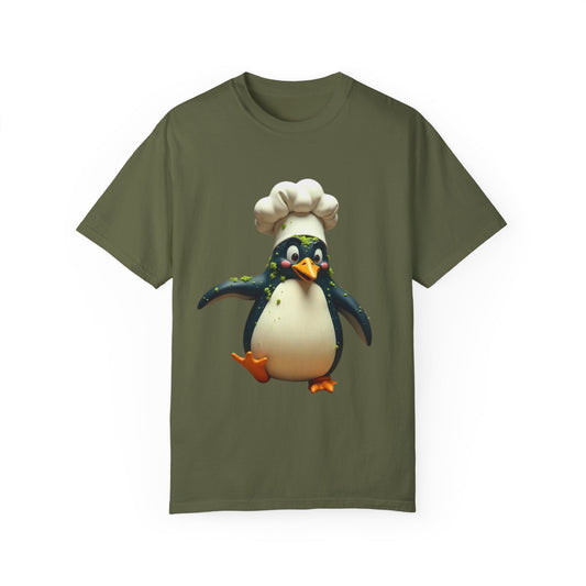 Chef Penguin Garment-Dyed T-Shirt - Cute Cooking Tee for Food Lovers