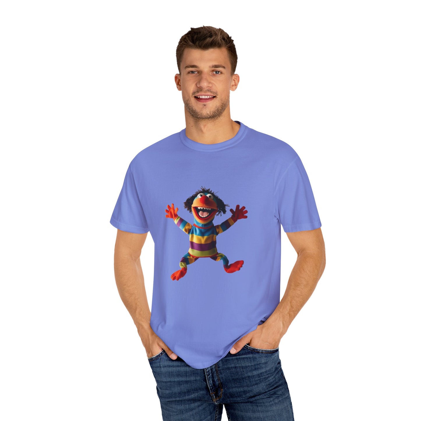 Playful Garment-Dyed T-Shirt - Retro Animal Character Design