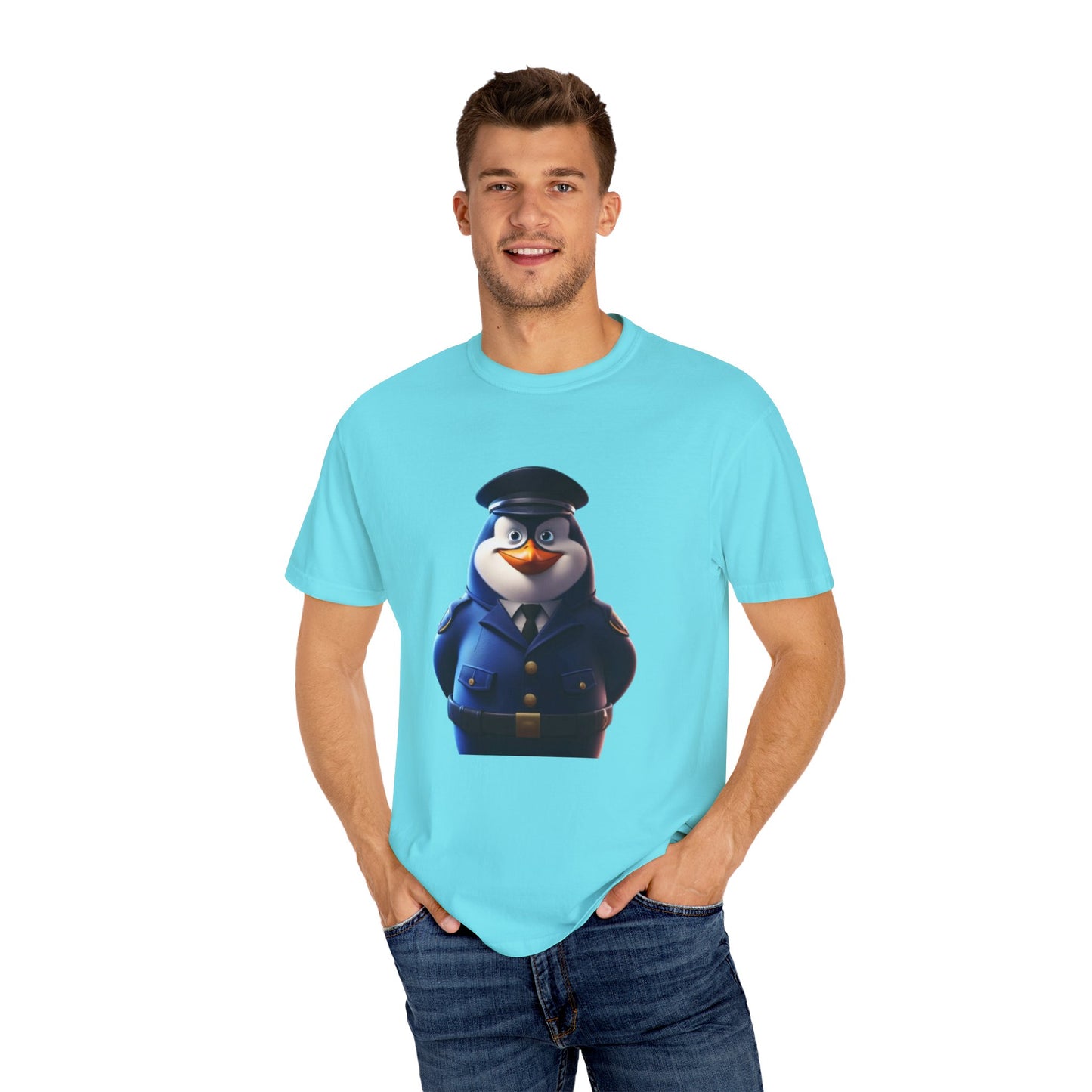 Funny Police Penguin Garment-Dyed T-shirt