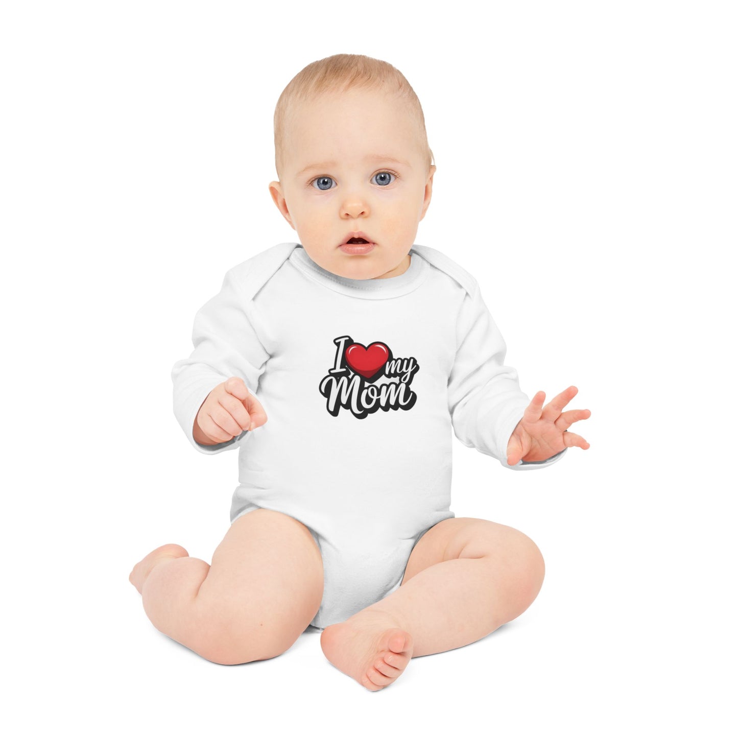 I Love My Mom Long-Sleeve Organic Baby Bodysuit