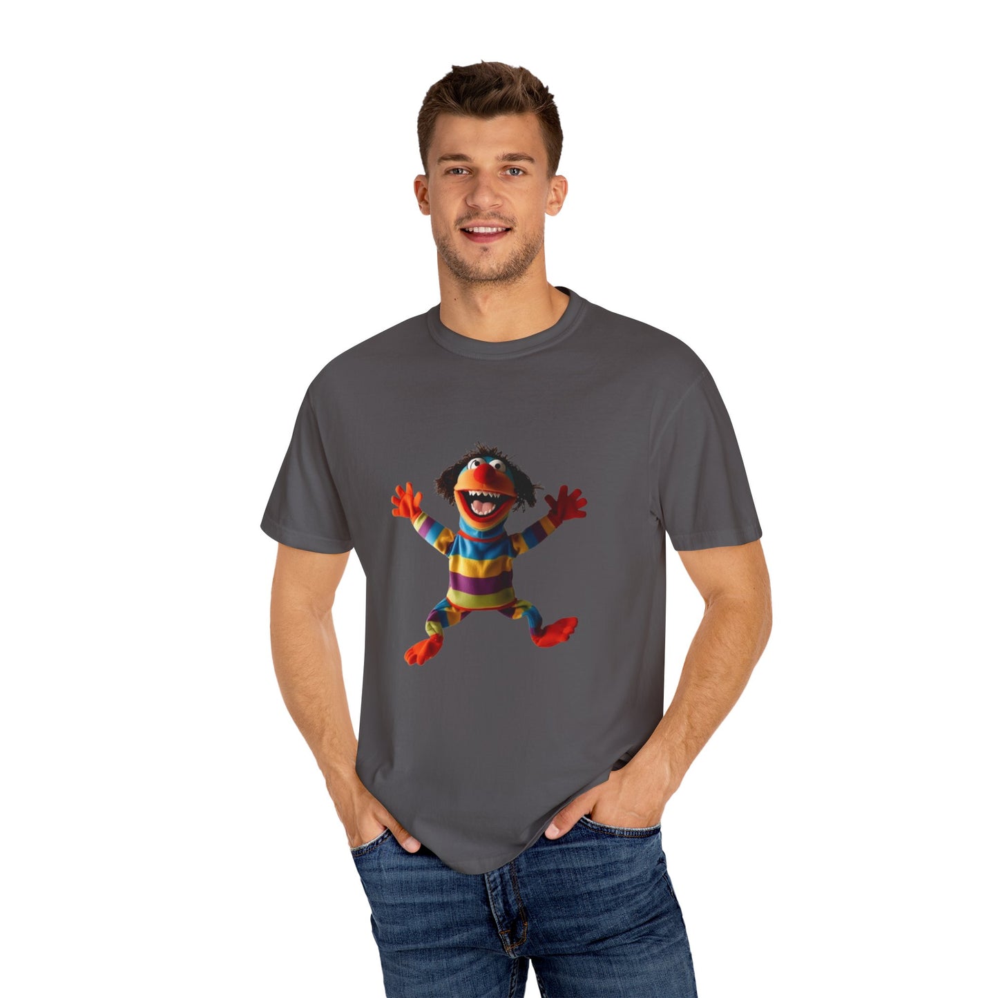 Playful Garment-Dyed T-Shirt - Retro Animal Character Design