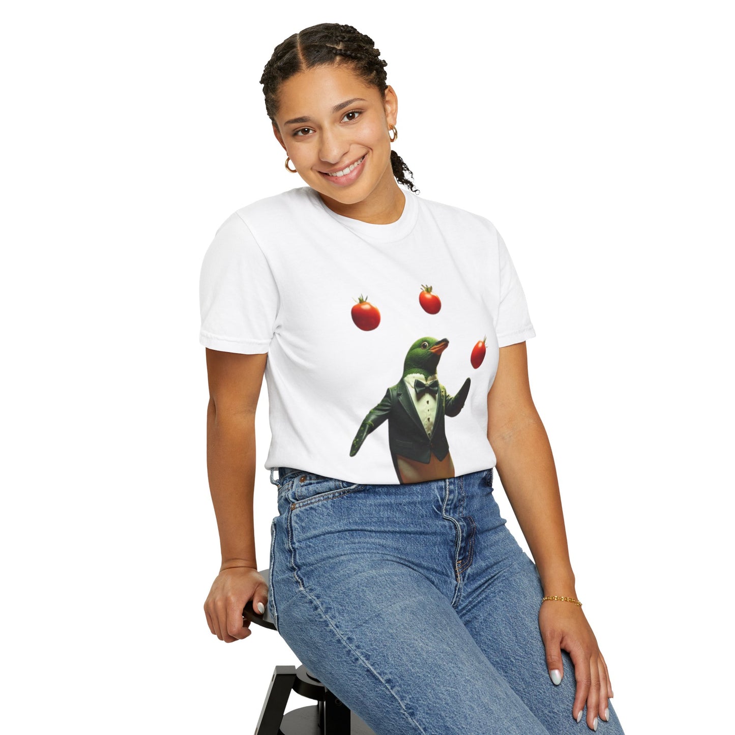 Funny Penguin Juggling Tomatoes T-Shirt