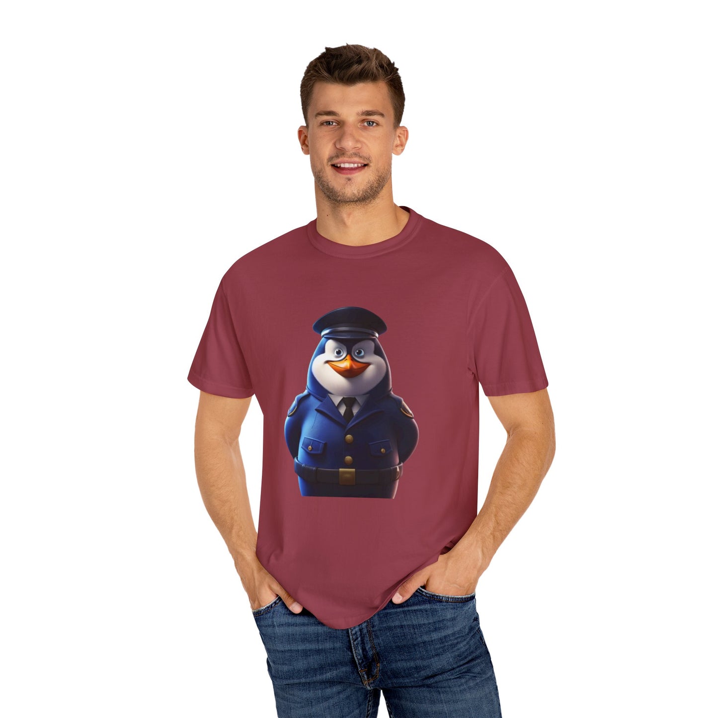 Funny Police Penguin Garment-Dyed T-shirt