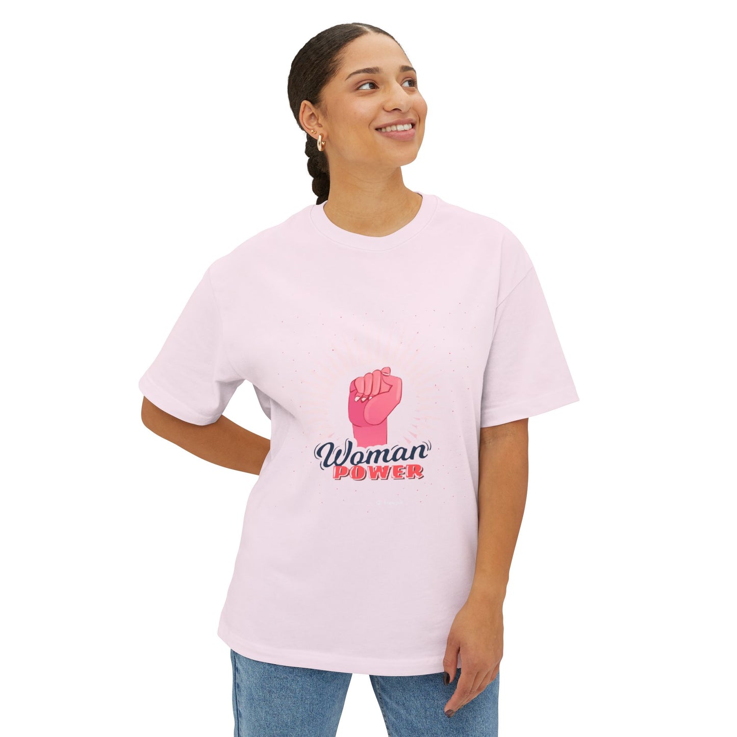 Women Oversized Tee - Woman Power Design