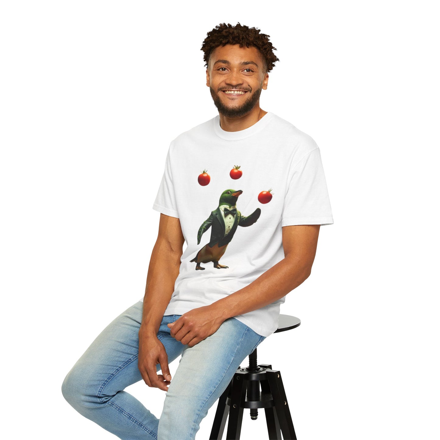 Funny Penguin Juggling Tomatoes T-Shirt