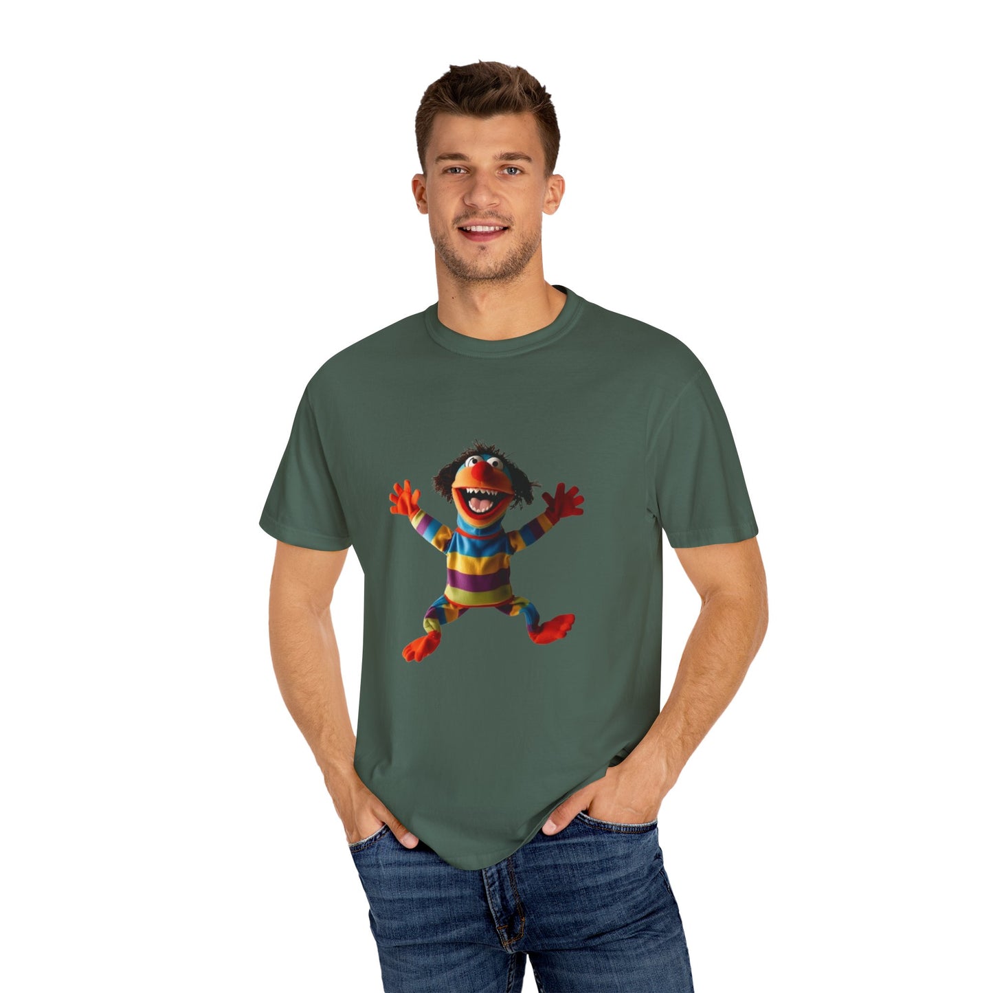 Playful Garment-Dyed T-Shirt - Retro Animal Character Design