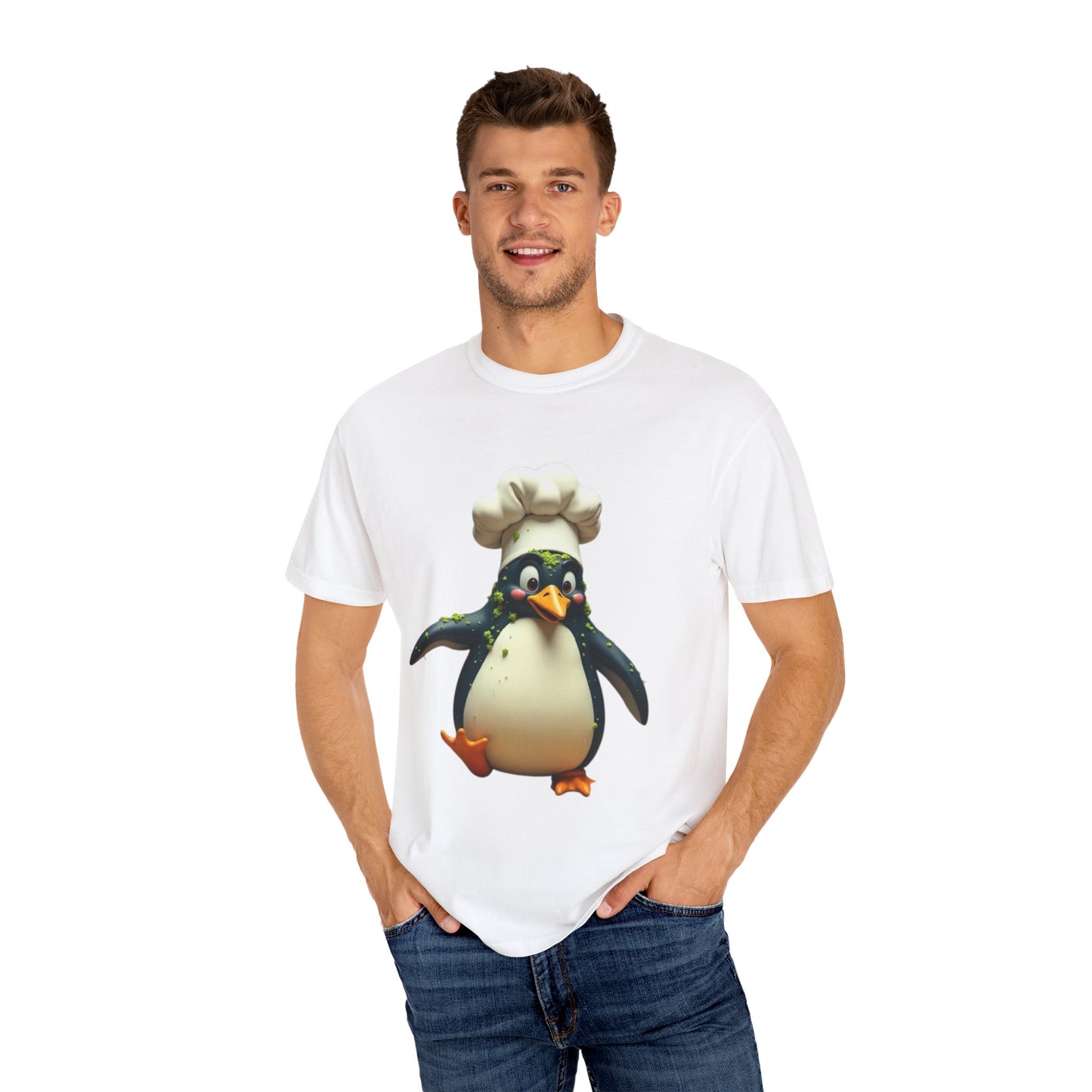 Chef Penguin Garment-Dyed T-Shirt - Cute Cooking Tee for Food Lovers