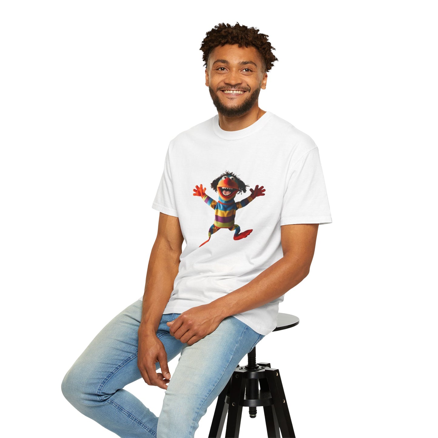 Playful Garment-Dyed T-Shirt - Retro Animal Character Design