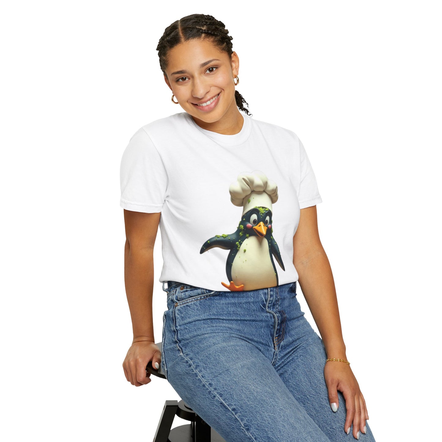 Chef Penguin Garment-Dyed T-Shirt - Cute Cooking Tee for Food Lovers