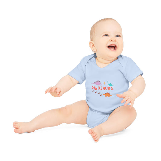 Cute Dinosaur Baby Bodysuit | Organic Cotton Short Sleeve Onesie