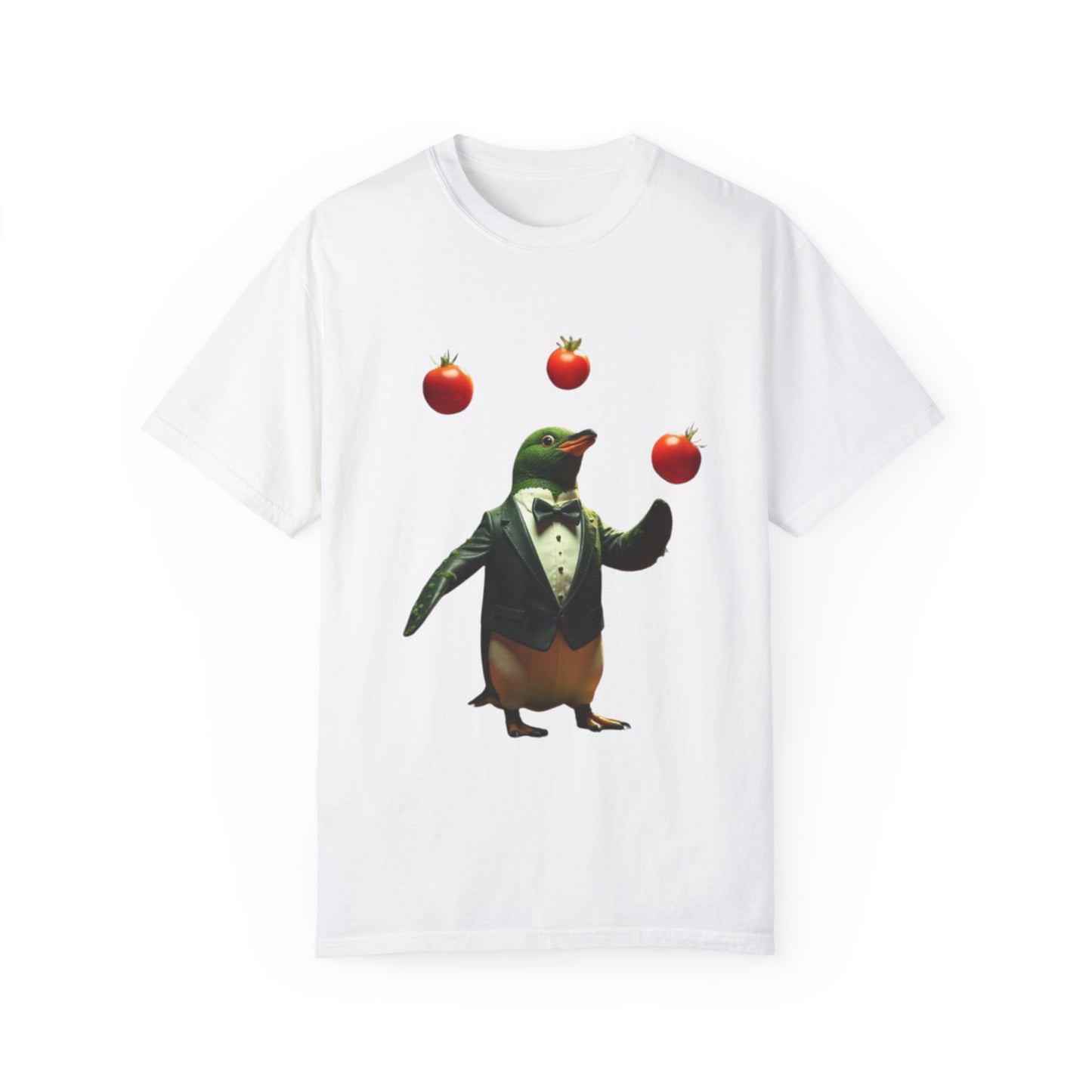 Funny Penguin Juggling Tomatoes T-Shirt