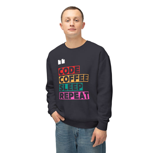 Code Coffee Sleep Repeat Sweatshirt - Lightweight Crewneck for Programmers