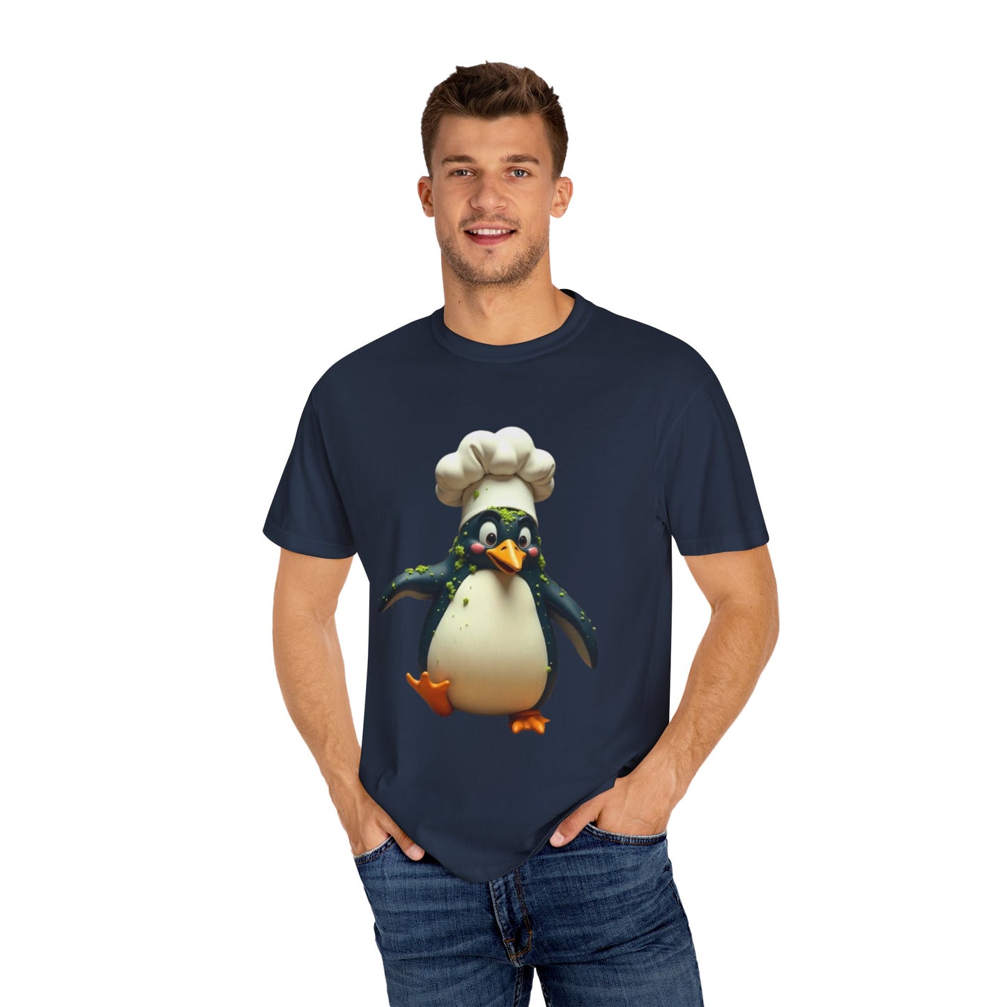 Chef Penguin Garment-Dyed T-Shirt - Cute Cooking Tee for Food Lovers